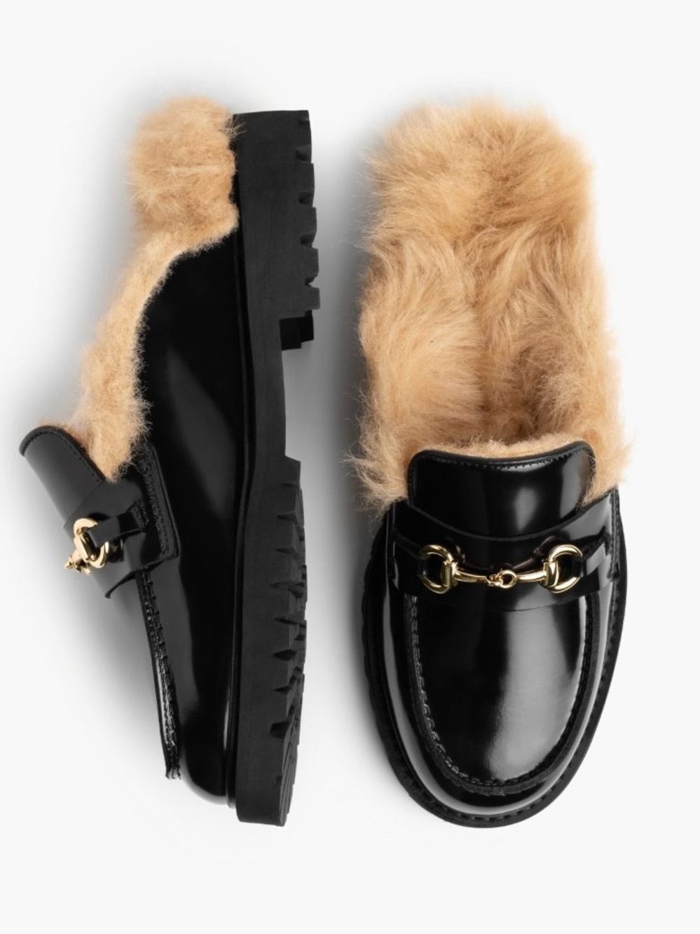 NEW Thursday Penny Mule Black & Beige Shearling Size 9.5